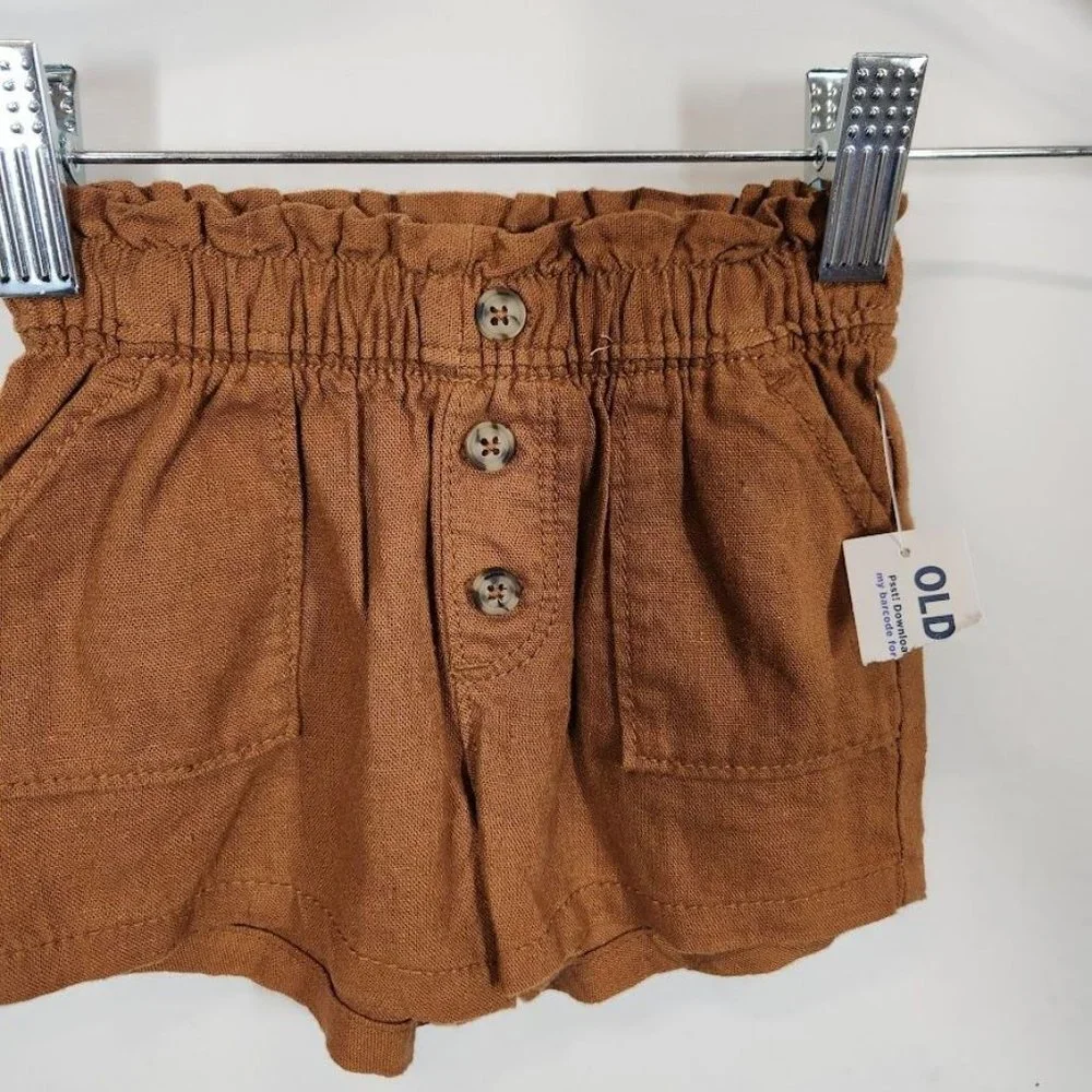 NEW Old Navy Baby girl‎ brown linen paper bag shorts Size 3-6 Months